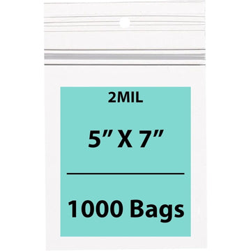 Polypropylene Ziplock Bags with hang hole 2 Mil 5X7 inches 1000 Bags